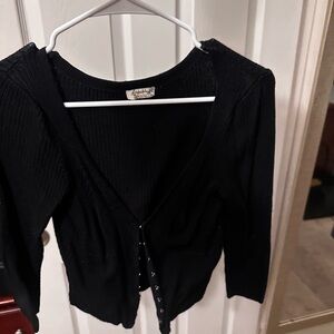 Free People Black Button-Up Cardigan